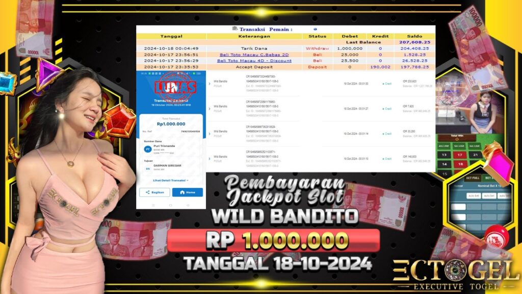 BUKTI JACKPOT SLOT WILD BANDITO TERPERCAYA DI INDONESIA TGL 18-10-2024