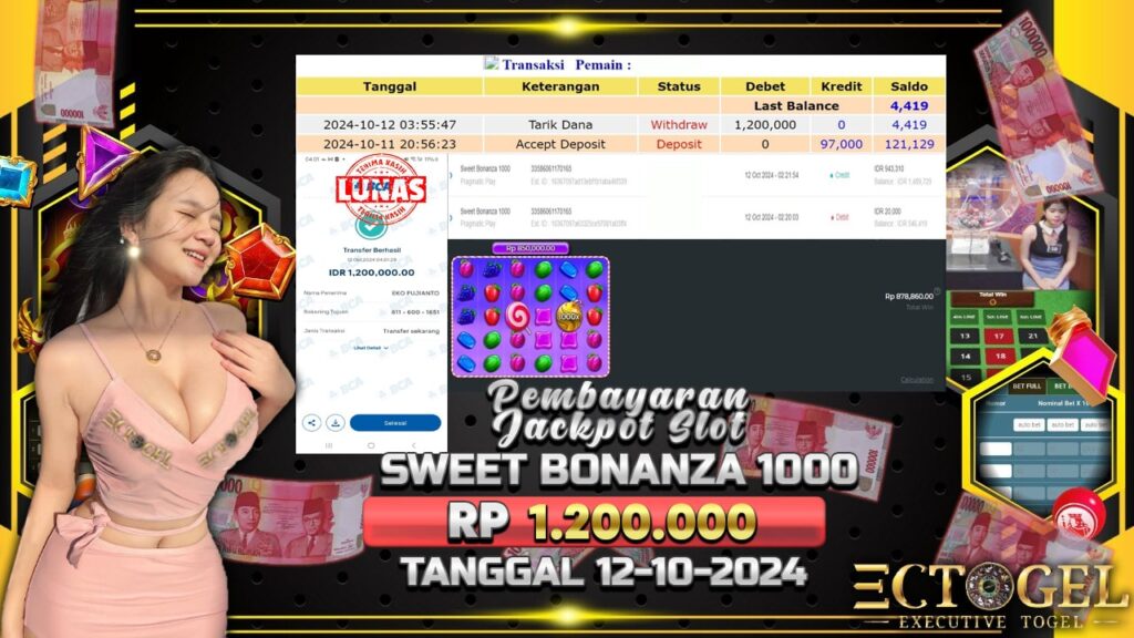 BUKTI JACKPOT SLOT SWEET BONANZA 1000 TERPERCAYA DI INDONESIA TGL 12-10-2024