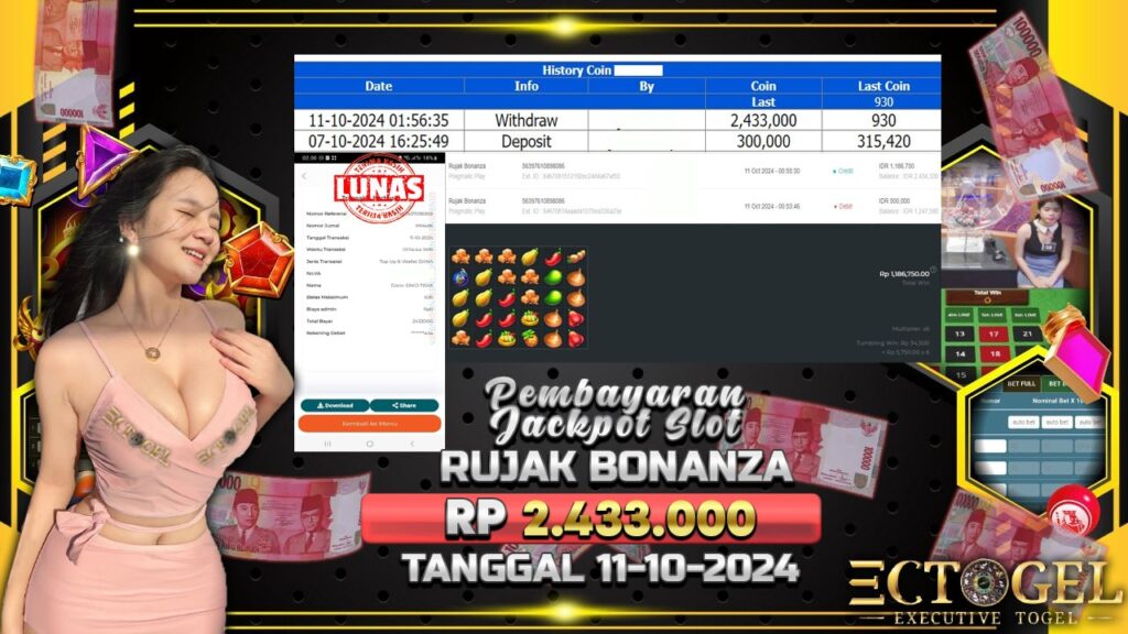 BUKTI JACKPOT SLOT RUJAK BONANZA TERPERCAYA DI INDONESIA TGL 11-10-2024