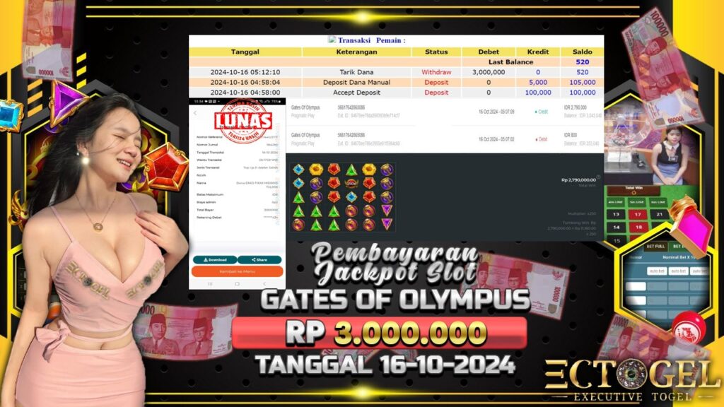 BUKTI JACKPOT SLOT GATES OF OLYMPUS TERPERCAYA DI INDONESIA TGL 16-10-2024