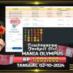 BUKTI JACKPOT SLOT MANIA OLYMPUS TERPERCAYA DI INDONESIA TGL 02-10-2024